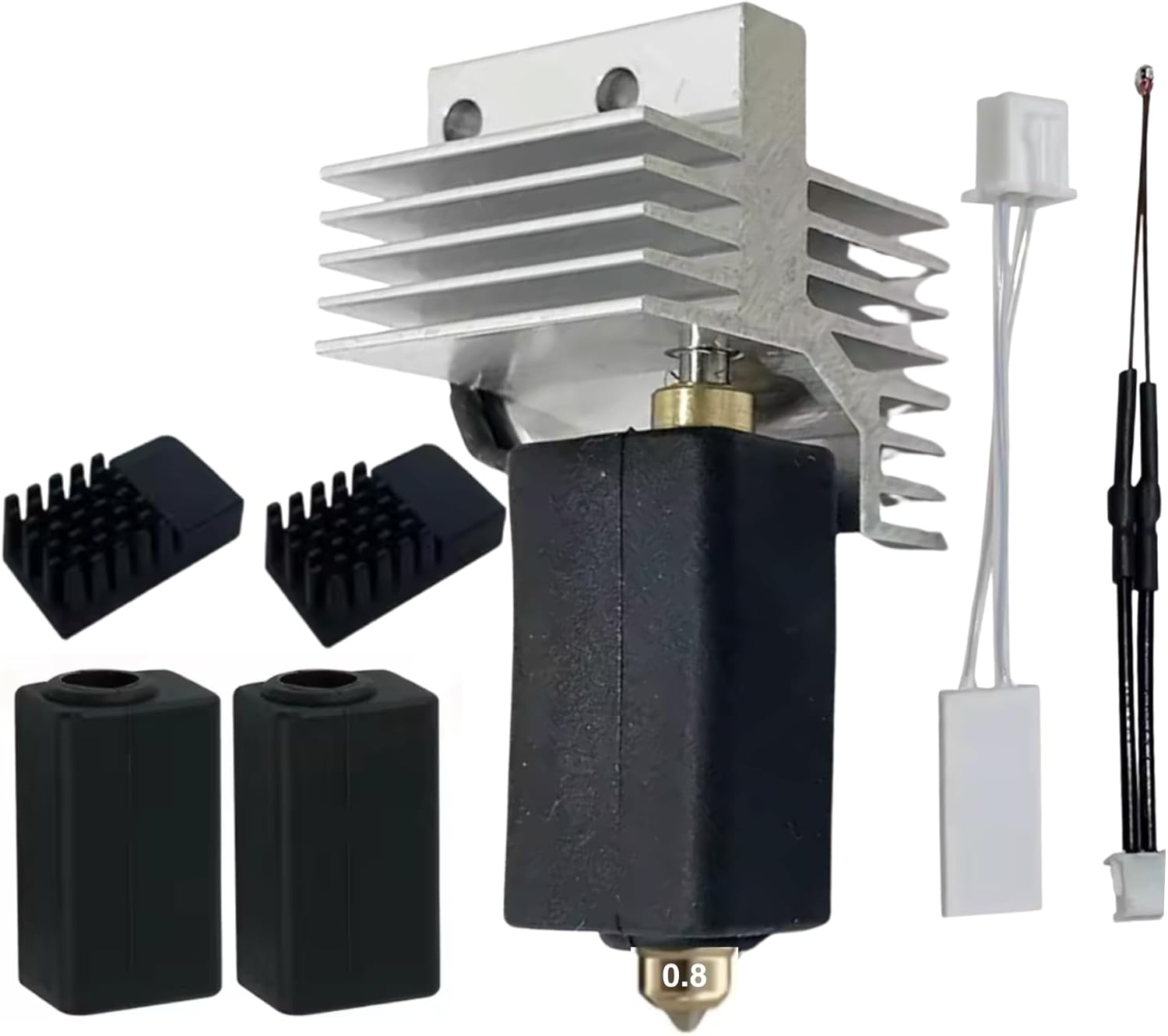 For Elegoo Centauri Carbon Hot End, for Elegoo Hot End Ceramic Hotend Kit for Elegoo, 0.4MM Hardened Steel Nozzle & Brass Nozzle, Heat Sink, 3X Silicone Socks, 2X Nozzle Brushes-0.8Mm image number 1