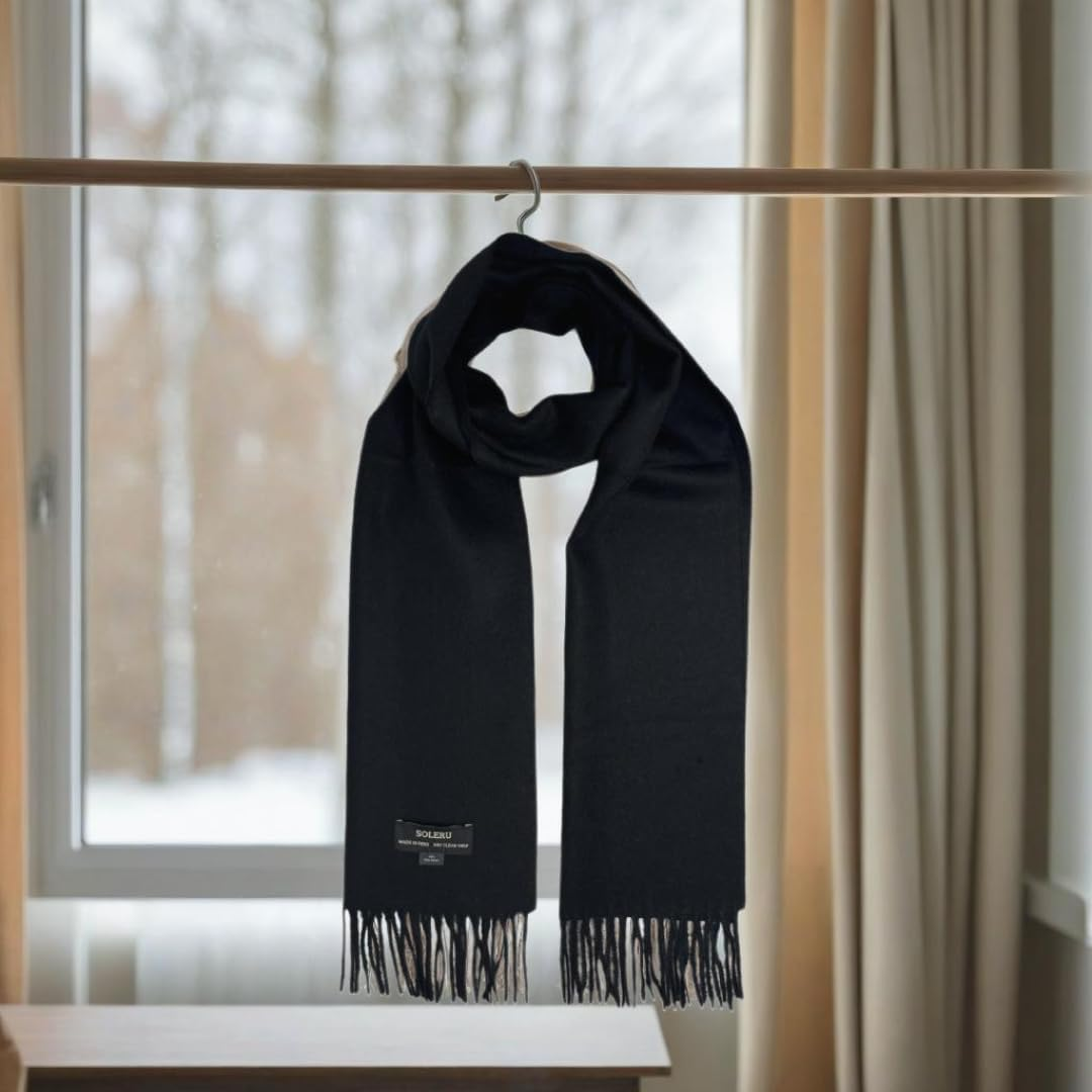 SOLERU 100% Baby Alpaca Wool Scarf for Men & Women - Imported from Peru - Red image number 2