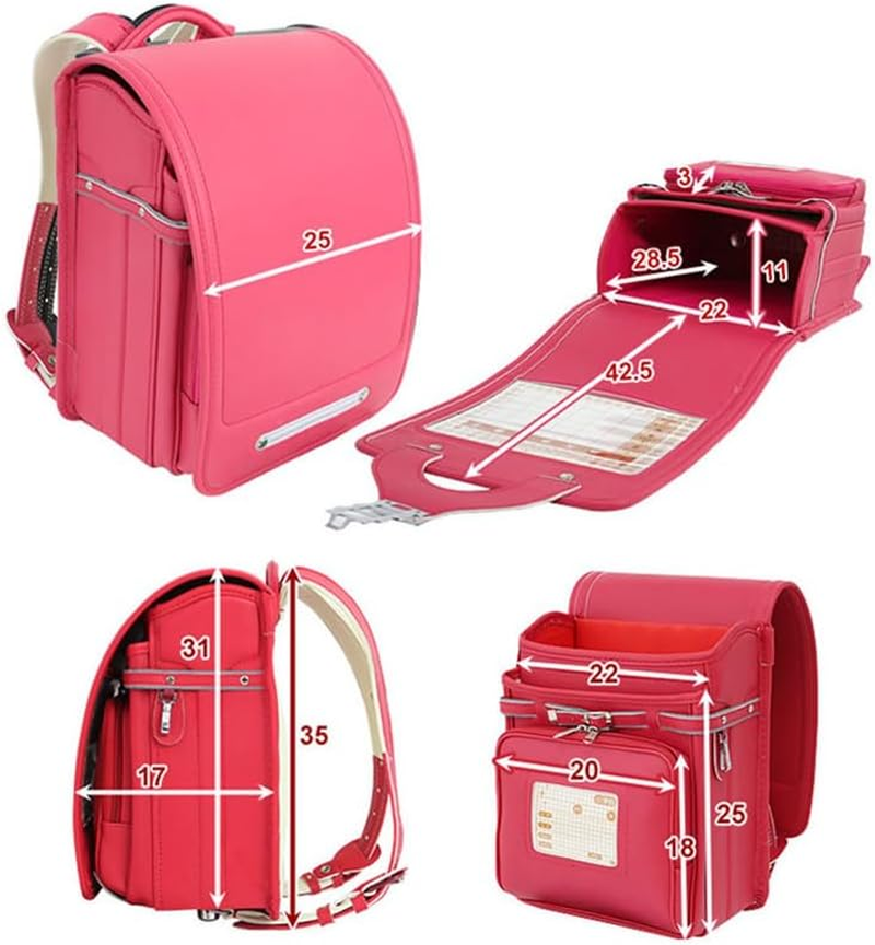 Star-Wind Ransel Randoseru Automatic Japanese School Bags for Boys Girls Senior PU Leather Light Weight Rain Cover, Deep Blue, Japanese image number 4