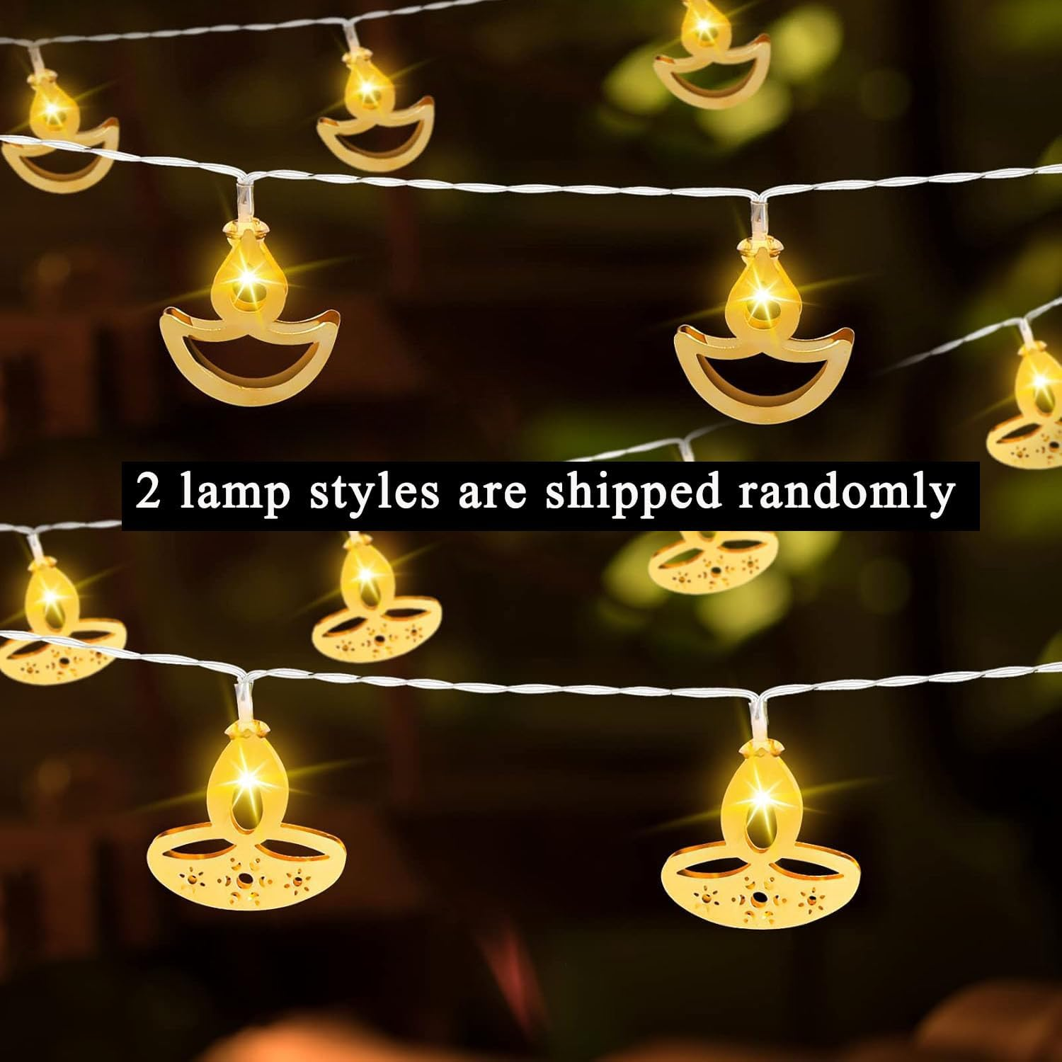 Tarpop 5.4 Ft Diwali String Lights, Warm White Decorative Starry String Lights Led Festival Lights Diya Fairy Lights for Diwali Wedding Party Indoor Outdoor Bedroom Lights Decoration image number 3