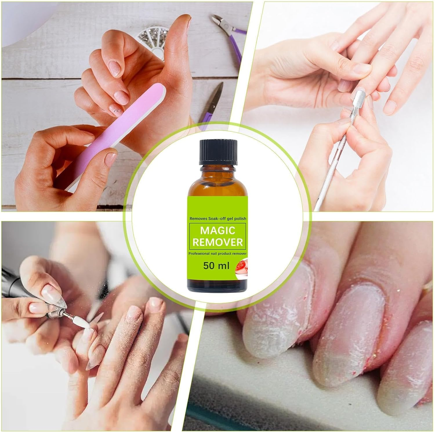 Qkbuza Acrylic Nails Remover,50Ml Soak off Gel Polish Remover - Natural Gentle Drop Supplies Removal for Home Women Girls Beginners image number 6