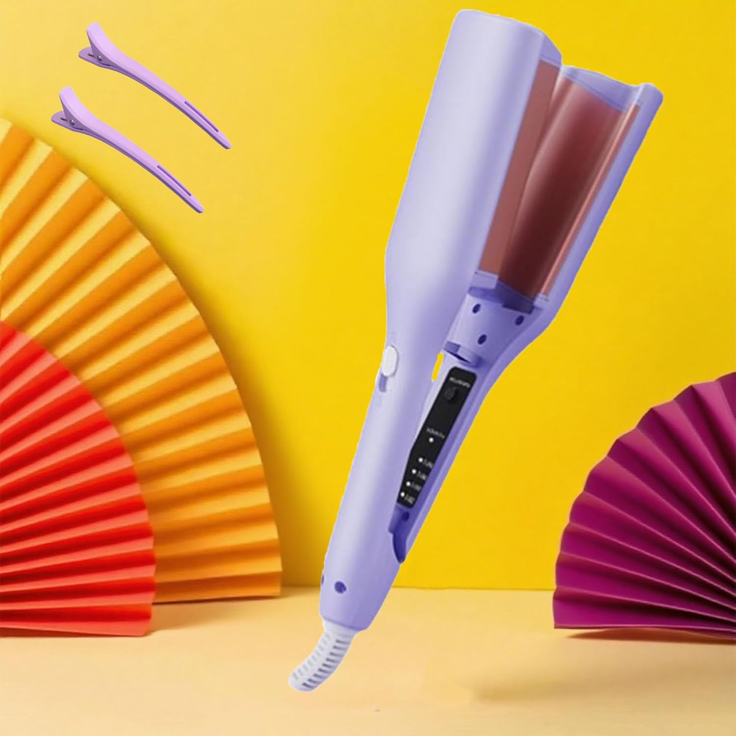 Explicitu Hair Styling Tool with Negative Ionic Technology, Homessencials Hair Styling Tool, 3D Curling Iron Double Sided for Quickly Creating Smooth Waves, Adjustable for Travel & Home (B1PCS)