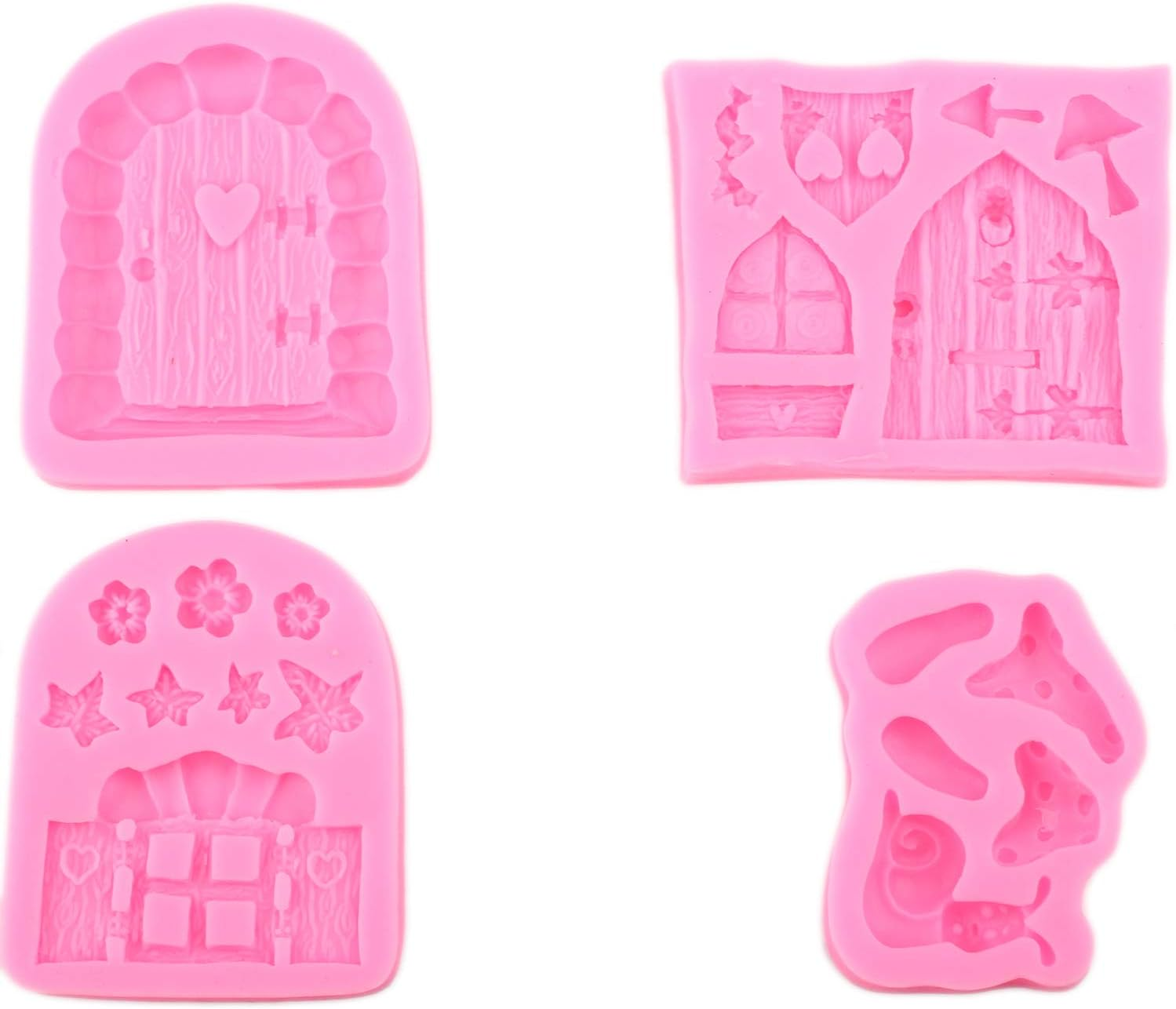 Mujiang Enchanted Vintage Fairy Garden Fairy Gnome Home Door Snail Silicone Chocolate Fondant Molds Crafting Polymer Clay Cake Decorating Set of 4 image number 2