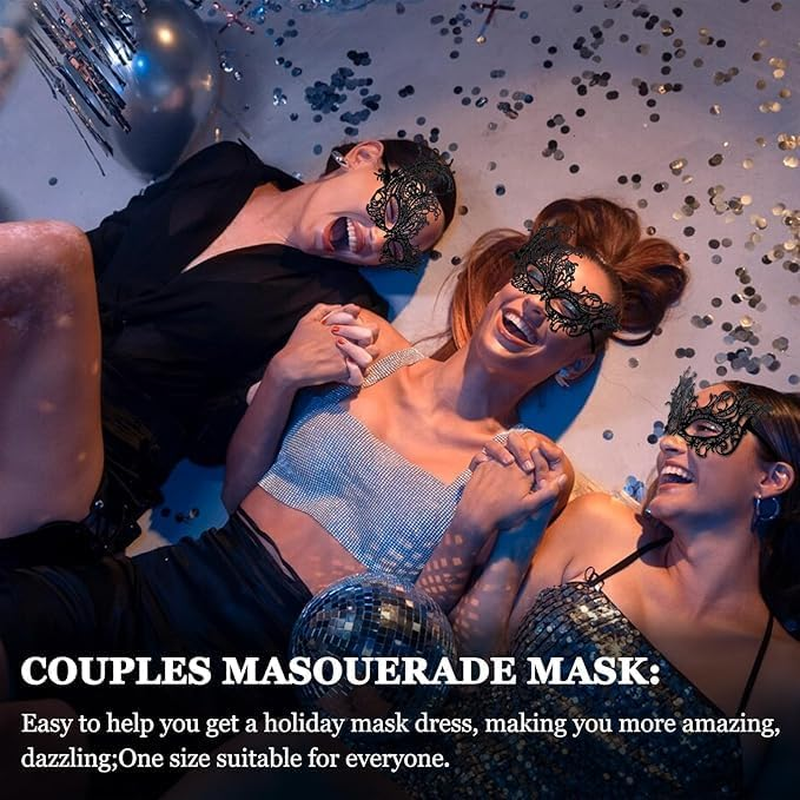Couple Masquerade Mask Venetian Carnival Mardi Gras Costume Lace Masks for Women & Men & Couples Halloween Party Decor image number 1
