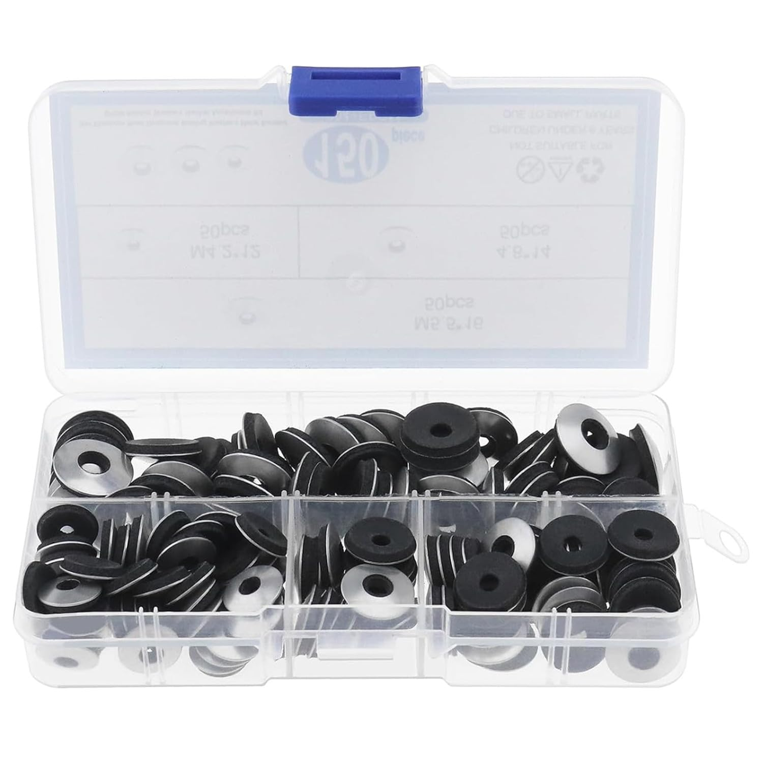 150PCS Neoprene Washers, Stainless Steel Neoprene EPDM Bonded Sealing Washers Rubber Washers Gasket M4.2X12Mm M4.8X14Mm M5.5X16Mm for Industrial Machinery Residential Commercial Constructions (Silver) image number 5