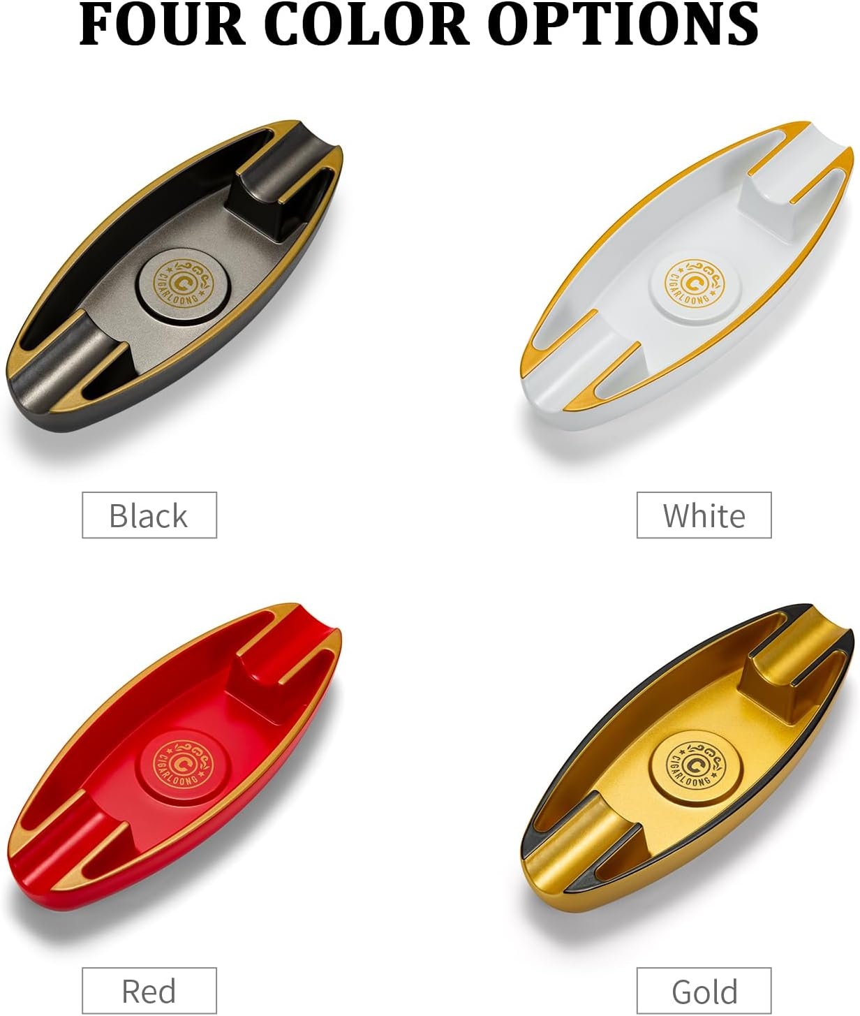 CIGARWONG Cigar Ashtray with 2 Cigar Holder Portable Travel Ashtray Unique for Outdoors Indoors - Red image number 3