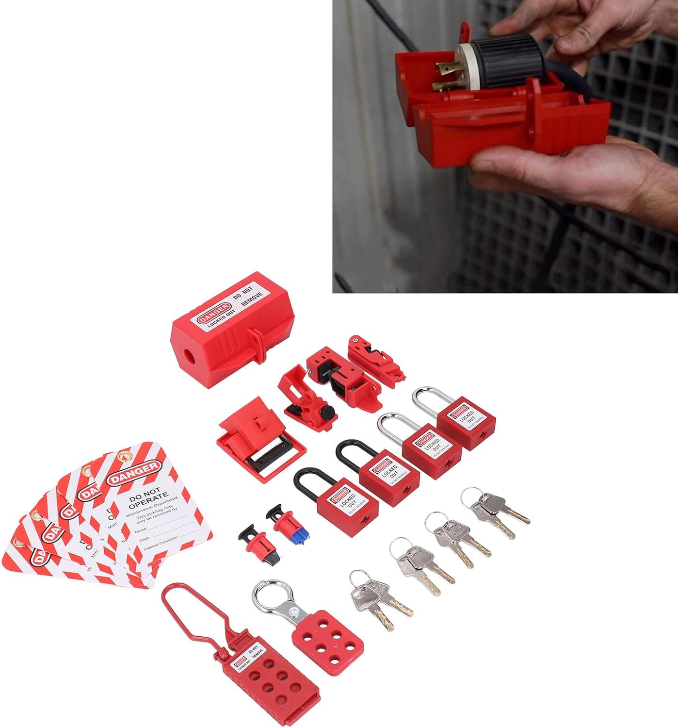 Circuit Breaker Lockout Kit, Loto Safety Padlocks, Universal Breaker Lockouts, Storage Bag, for Industrial Work