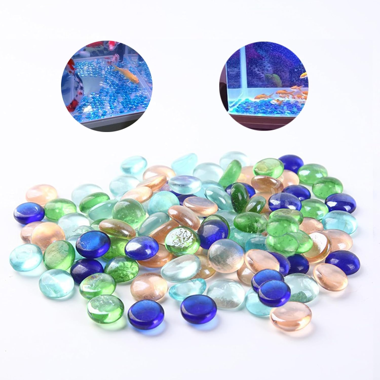 Decoration Fish Tank Gravel Upgraded - Mutilcolor Aquarium Gravel Rocks Crystal Stones Sea Glass Rock Crystal Pebbles for Freshwater Aquariums, Fish Turtle Tanks, Gardens, Flower Pots (100G) image number 6