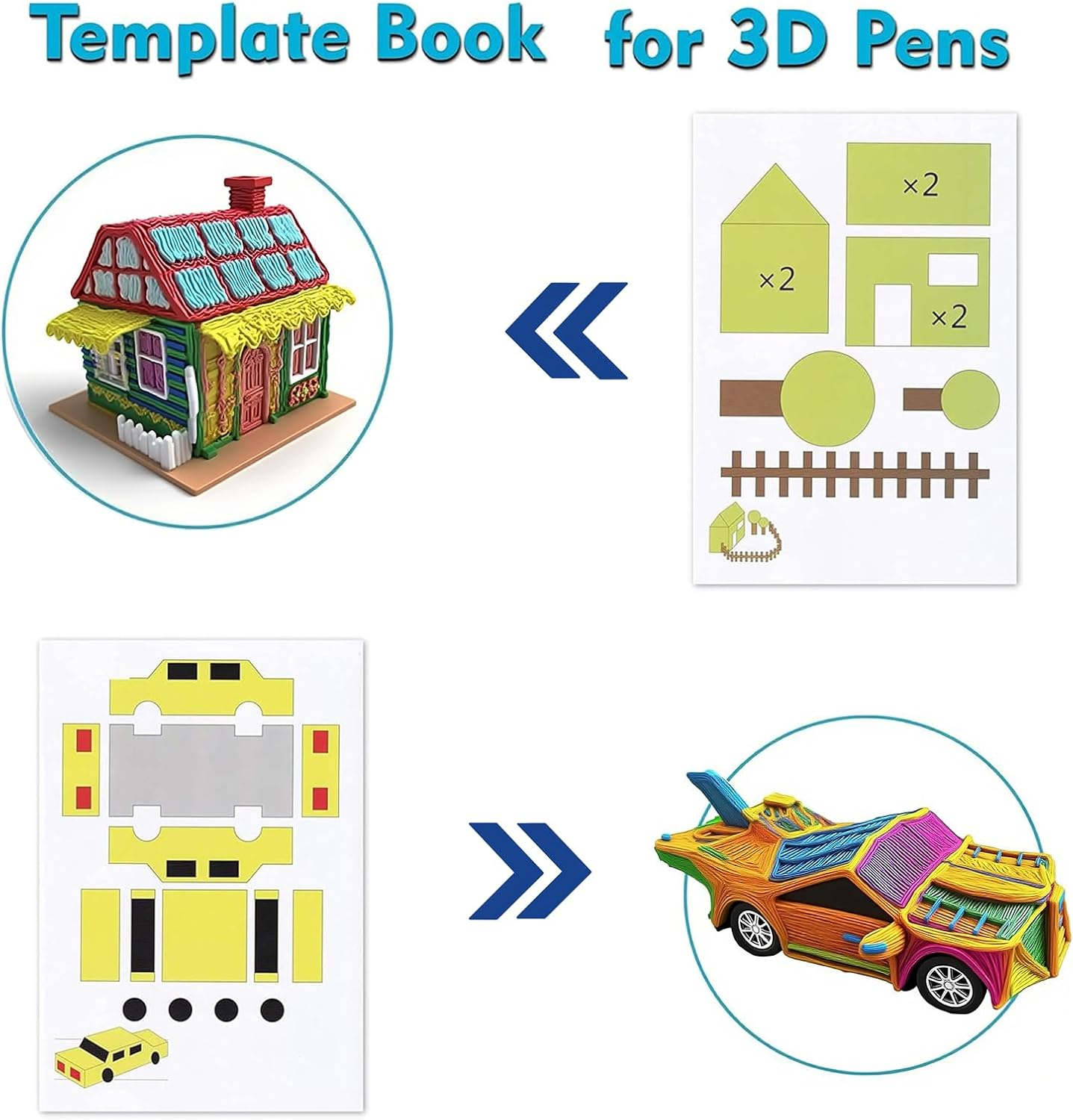 3D Printing Drawing Book 40 Different Cartoon Designs 3D Drawing Books for 3D Printing Pen for Kid 3D Pendiy Gift 3D Pen Stencils Templates image number 6