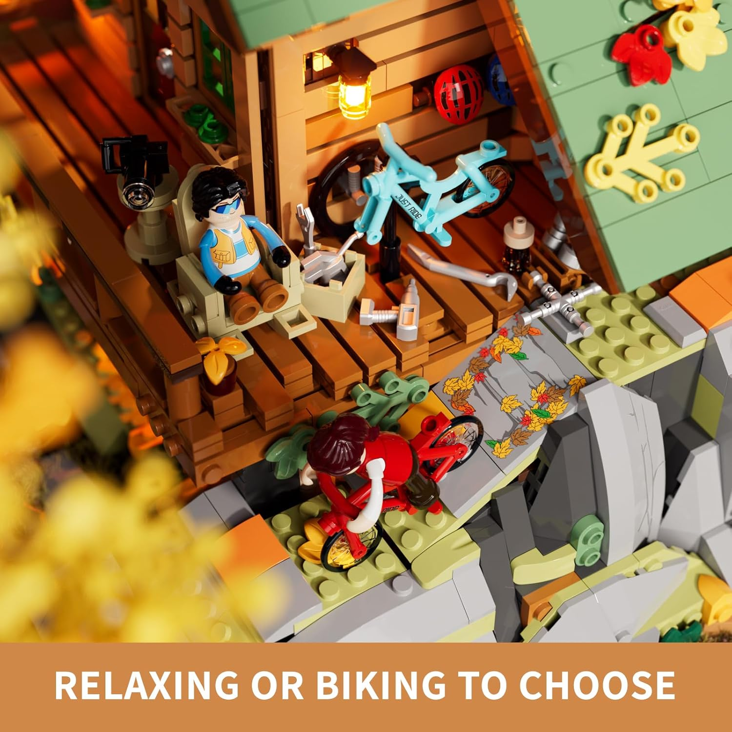 FUNWHOLE Mountain-Cabin House Lighting Building-Bricks Set - Friends Mountain House and Treehouse Collection LED Light Building Set 2255 Pcs for Adults and Teen image number 5