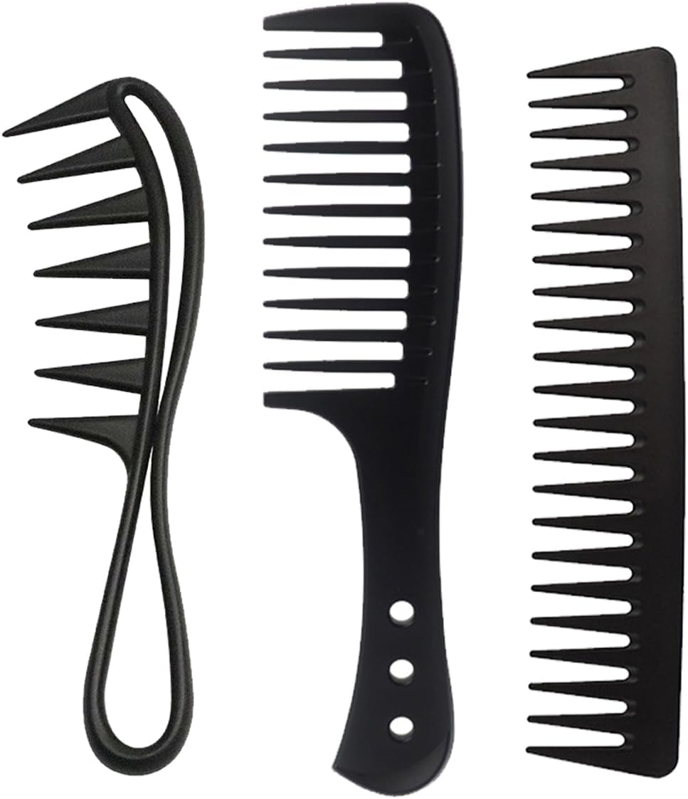 TSUOUKL 3 X Wide Tooth Comb, Dandruff Comb, Curling Comb, Wide Tooth Comb, Heat-Resistant Antistatic Hair Combs for Men and Women, for Voluminous Curls and Damaged Hair image number 1