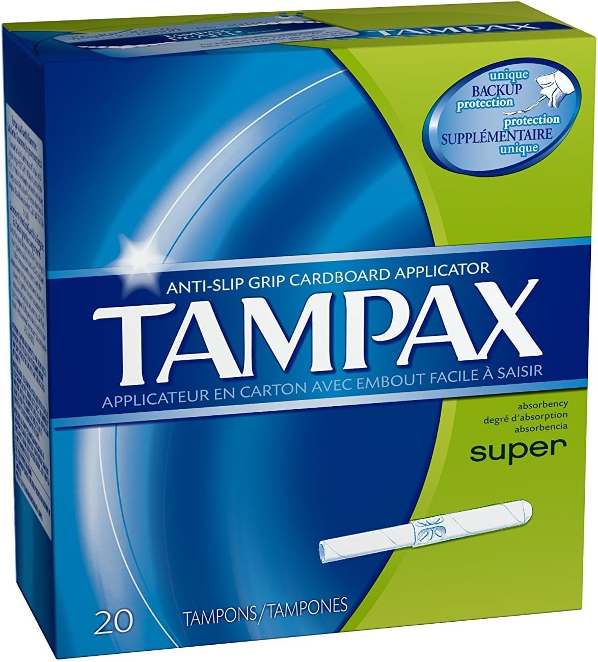 (Super, 20 (Pack of 4)) - Tampax Cardboard Applicator Tampons, Super Absorbency, Unscented, 20 Count - Pack of 4 (80 Total Count)
