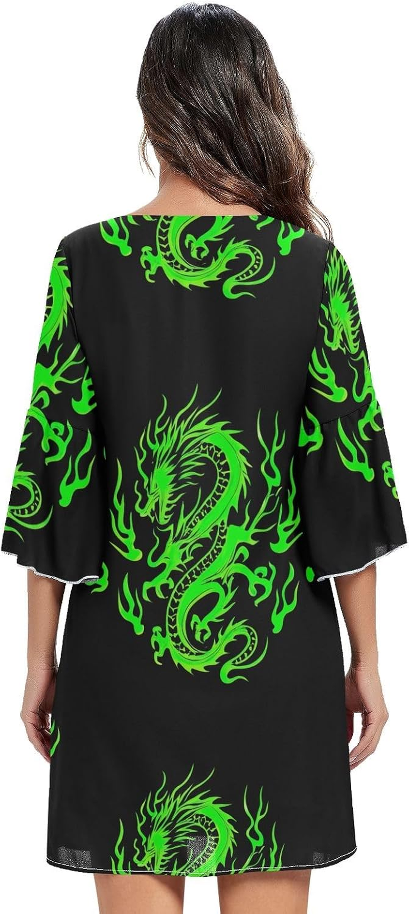 Green Dragon Black V Neck Line Dress Printed Line Maternity Dress S-XXL image number 4