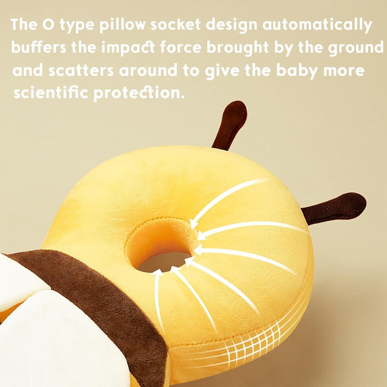 Little Bee anti Falling Pillow Head Protector Cushion, with Horizontal Band Walking Head Protection Safety Pads, Adjustable Lint Cushion Backpack for Falling Crawling and Walking anti Fall Pillow image number 6