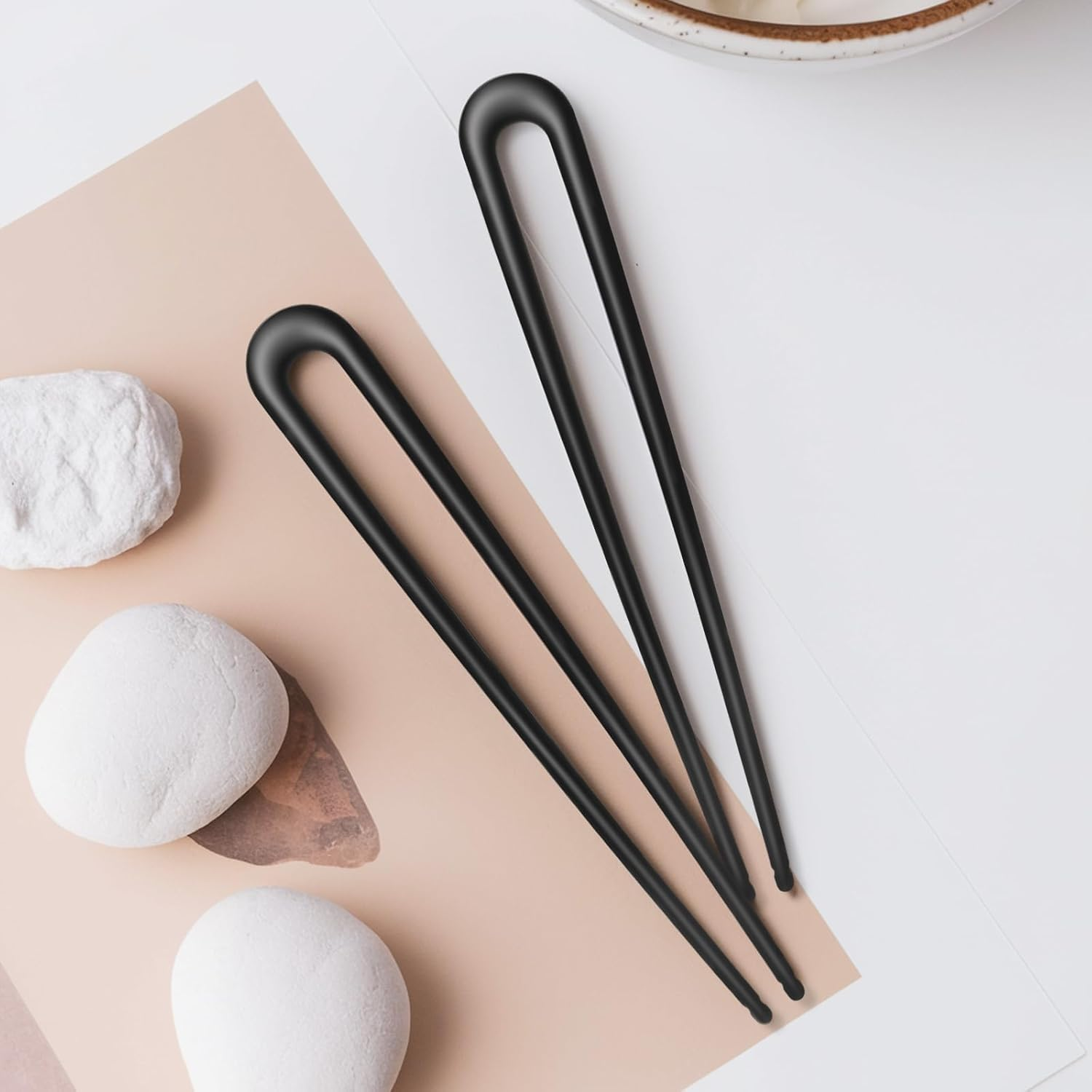 French Hair Pins for Women, U-Shaped Metal Hair Pins for Long and Thick Hair, 4 Inch Extended French Pins Hair Forks for Various Hair Styles 【Black 2PCS】 image number 4