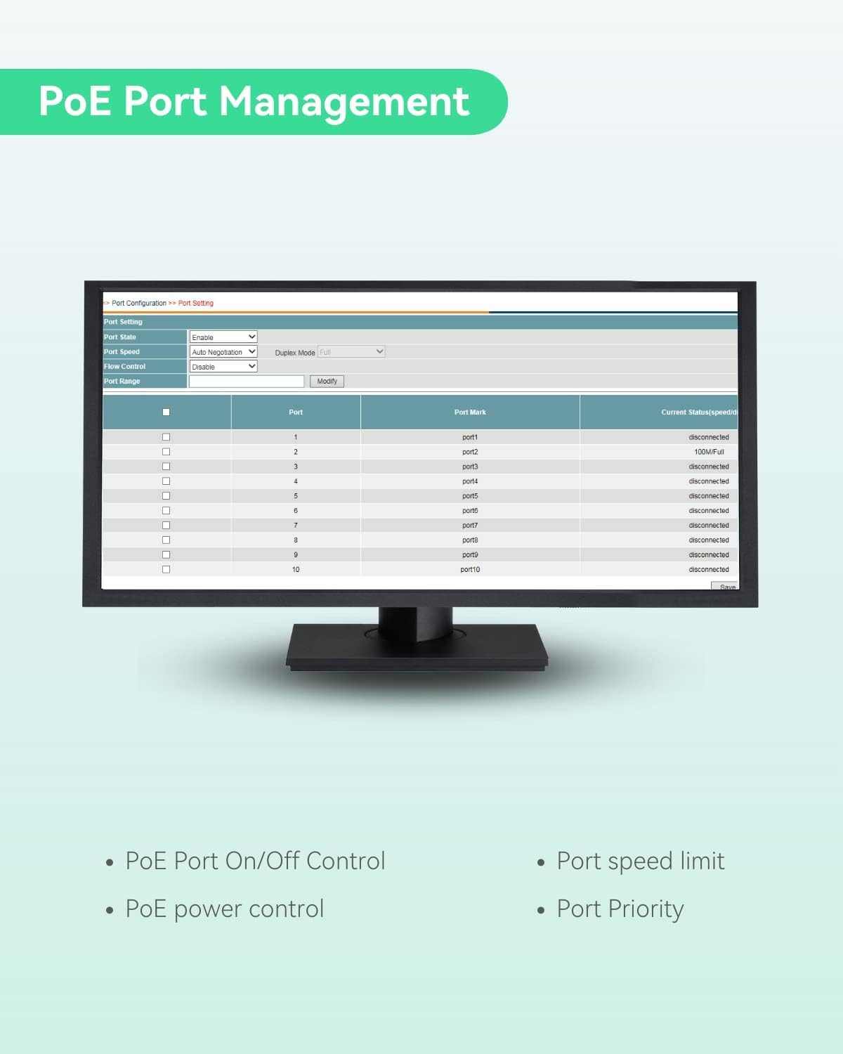 LINOVISION Industrial 8 Ports Full Gigabit Managed POE Switch with DC12~57V Voltage Input, L2 Management, RS485 Serial Port, 12/24V DC Output, BT 90W POE Output，Q-Poe and P-Poe without Interruption image number 4