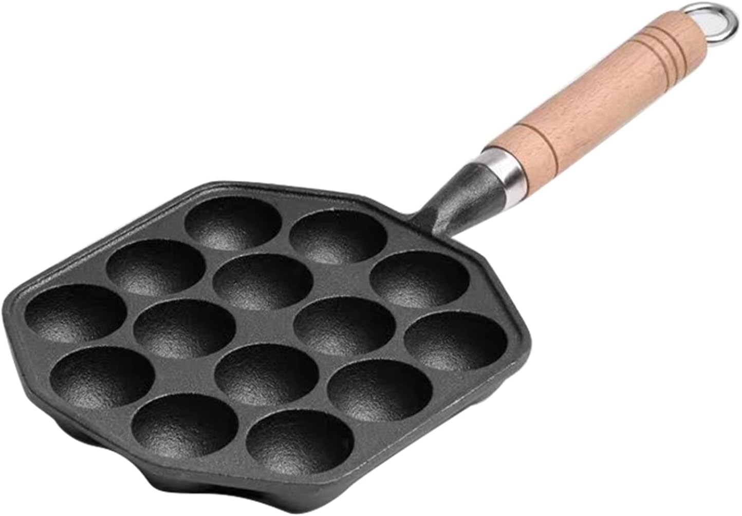 Nonstick Cast Iron Takoyaki Pan with 14 Molds, Detachable Handle, Fast Heating, Easy to Clean for Home Cooking image number 3