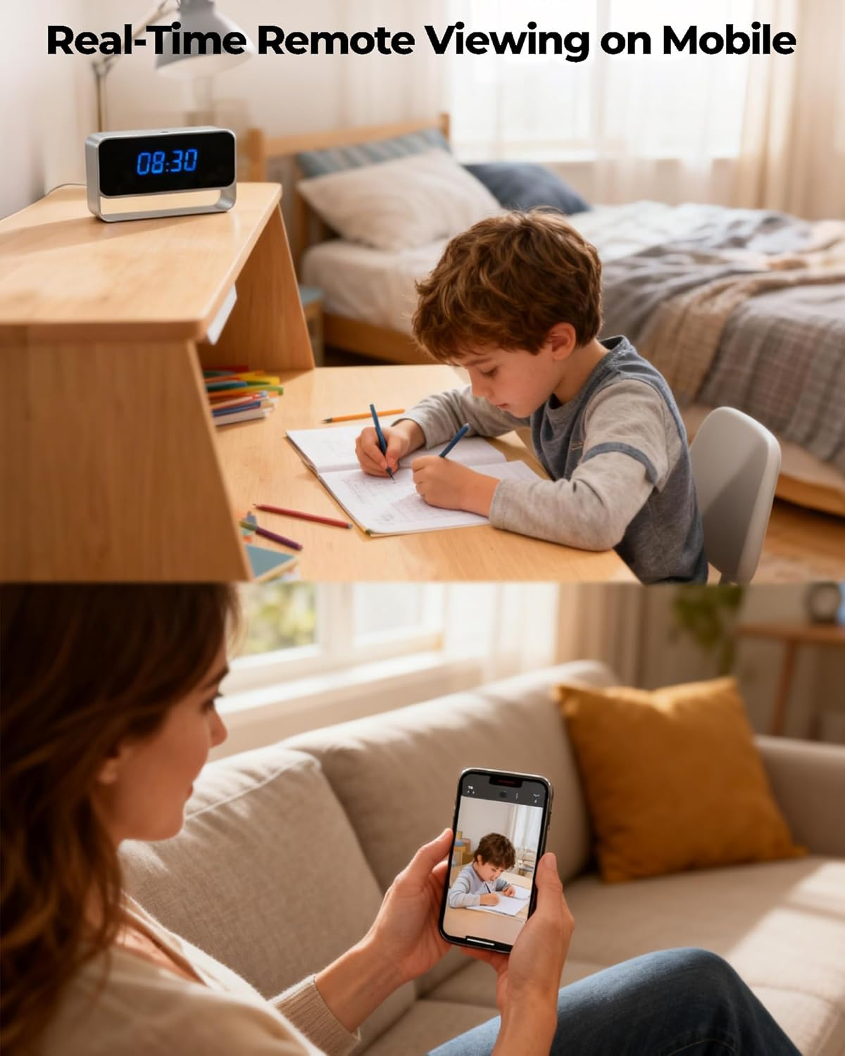 HD 1080P Wifi Spy Camera Clock for Home, Wireless Hidden Camera Office, Indoor Surveillance Nanny Cam with Motion Detection/Night Vision