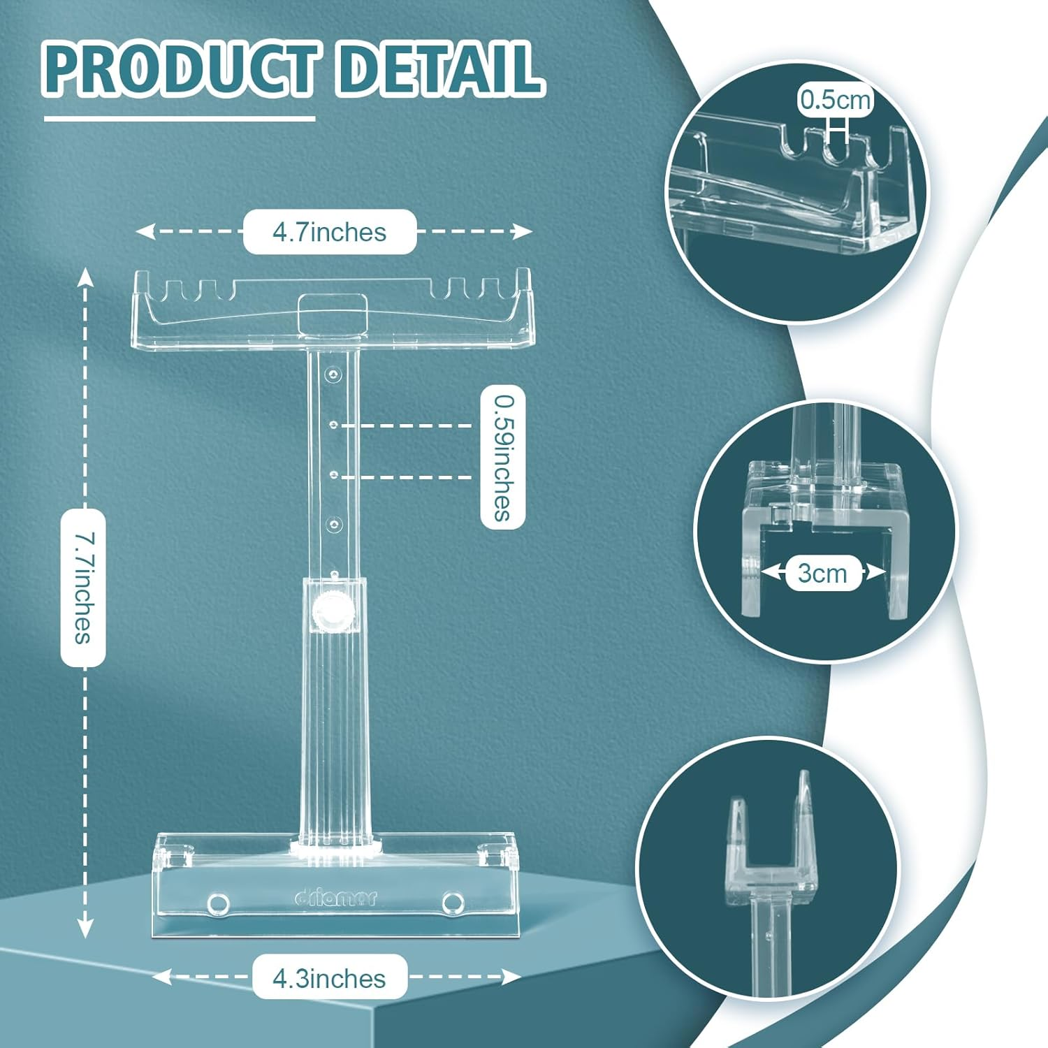 Driamor Aquarium Light Holder Adjustable, Clear Acrylic Fish Tank LED Light Riser Stand Aquarium Lamp Brackets Kit 2Pcs Transparent Support for Width 2.34-4.7 Inches Light with Extendable Bracket image number 5