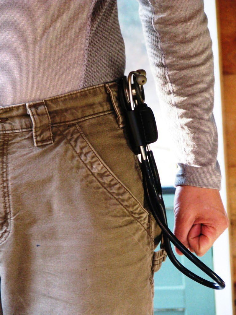 The BATCLIP (Brown) - Premium Leather Handmade Clip-On Stethoscope Hip Holder; No More Neck Carrying, Loss, or Misplacement. Proudly Carry Your High-End Stethoscope with Taste and Style. image number 1