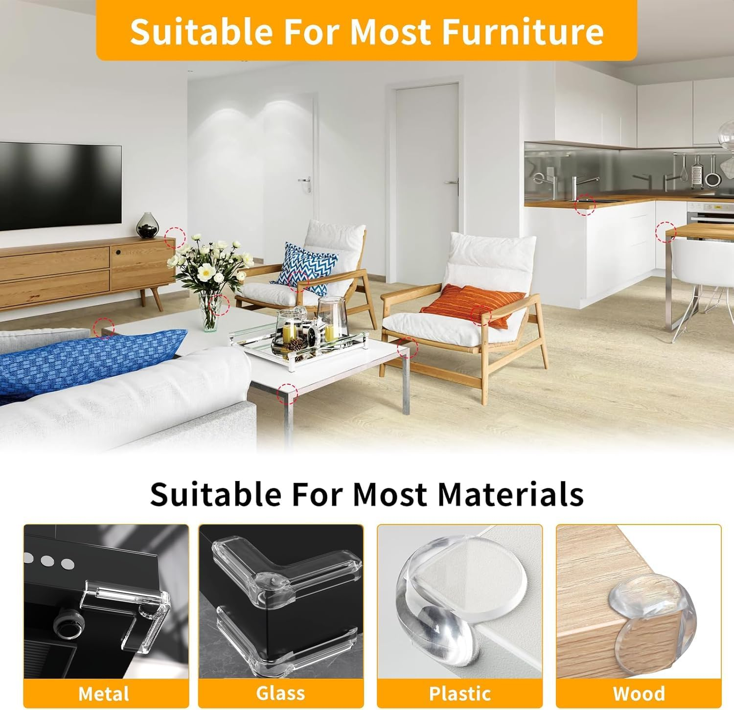 MATHARAGO 20 Pcs Corner Protectors, Safety Corner Guard for Baby, Clear and Transparent Cushion to Cover Sharp Furniture and Table Edges(Round & T & L Upgrade)