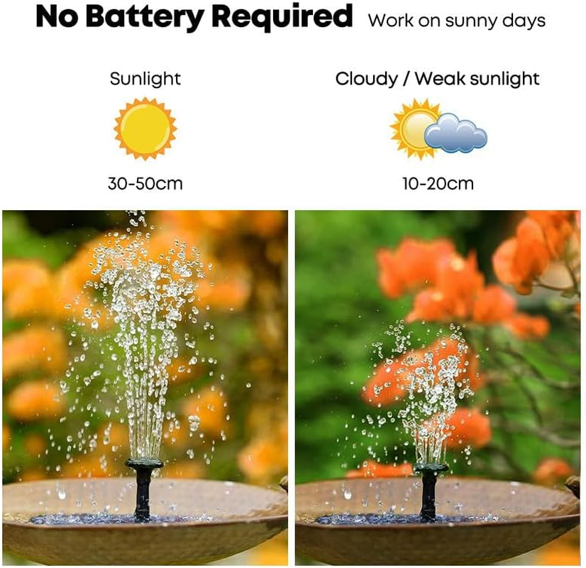 Solar Water Pump Kit for Water Feature Outdoor,1.2 W Solar Bird Bath Circle Fountain Pump, Solar Fountain with 4 Nozzles (Black Circle, 13 Cm, 1.0 W)