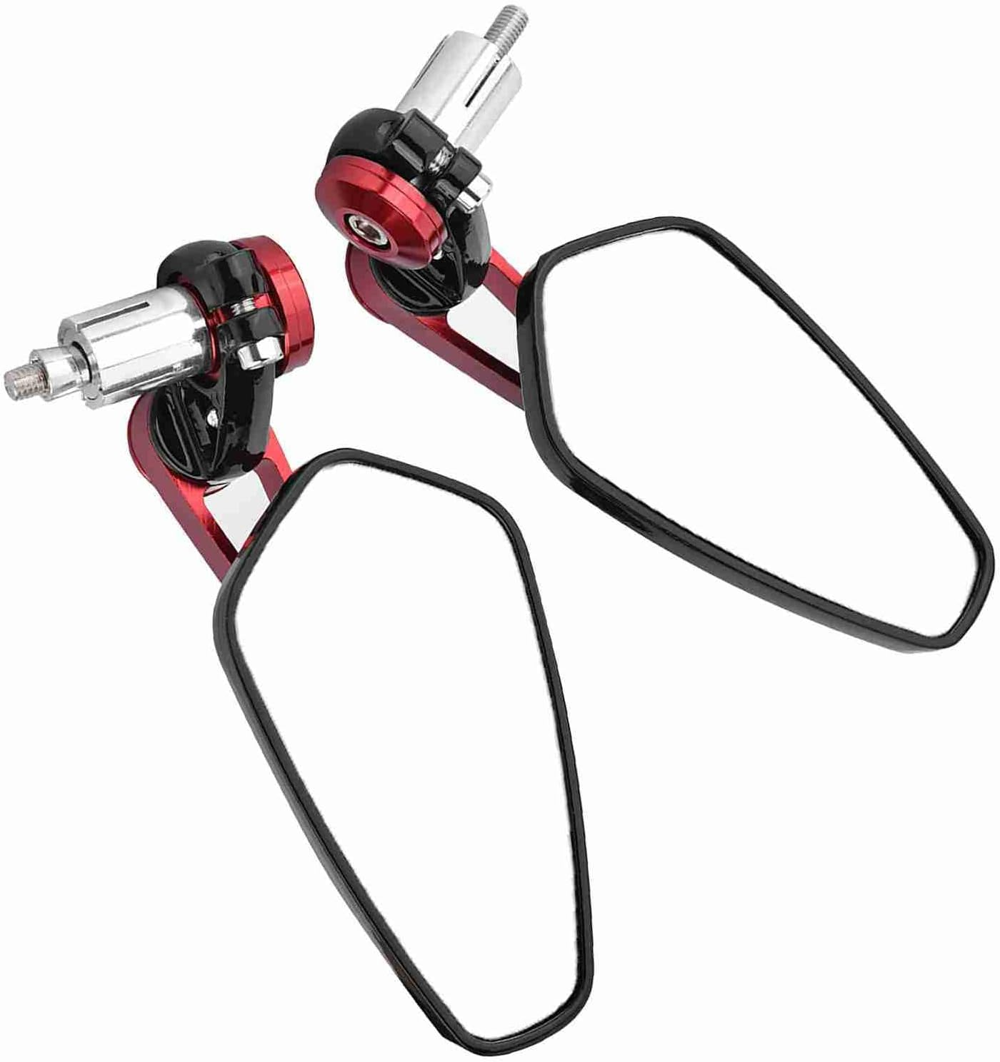 Universal Motorcycle Aluminum Alloy 7/8" 22Mm Bar End Mirrors with 360-Degree Adjustability and Clear Optic Glass in (Red) - Blue image number 2