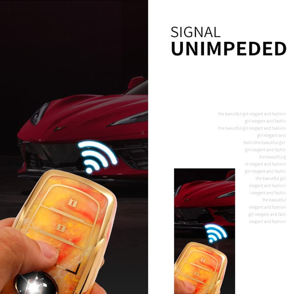 Ontto Tie-Dye TPU Car Key Fob Cover Fit for Toyota Hilux SW4 Innova Fortuner Crown Land Cruiser Key Case Keyring Keyless Entry Smart Key Holder Keychain Accessories 3 Buttons Pink image number 7