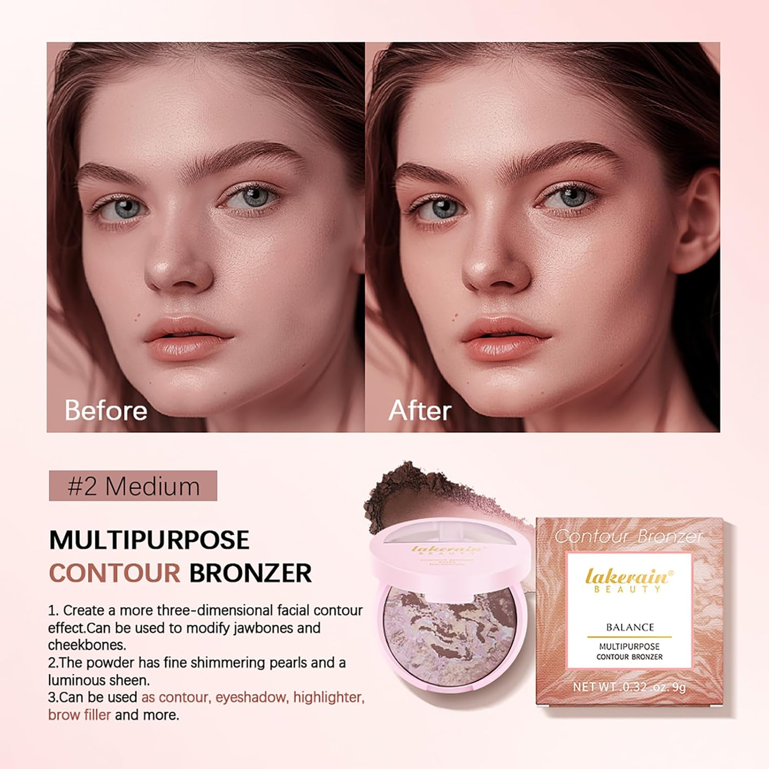 Foundation Fixing & Contouring, Available in 4 Shades, Semi-Matte Setting Powder with Soft-Focus Effect (#2 Medium, 11G) - 1 Fair image number 3