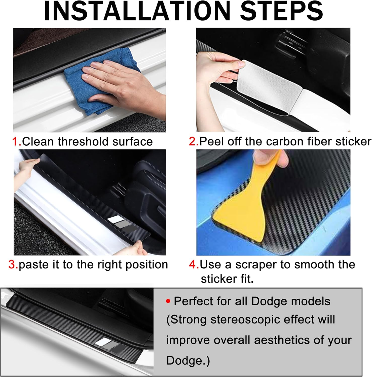 YOSRTER 5PCS Door Sill Guard Decoration Stickers Universal Fit to All Cars Fiber Leather Door Sill Protector（White/Gray/Dark Gray）