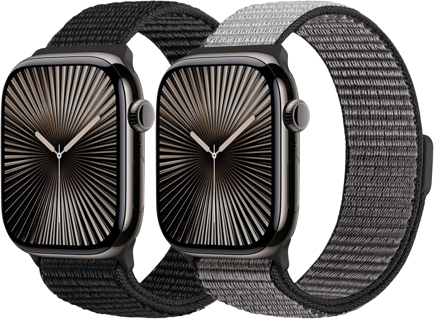 2 Pack Nylon Sport Bands Compatible with Apple Watch Bands 38Mm 40Mm 41Mm 42Mm 44Mm 45Mm 46Mm 49Mm for Women Men, Adjustable Replacement Band for Iwatch Series 10/9/8/7/6/5/4/3/2/1/SE 3/Ultra 3