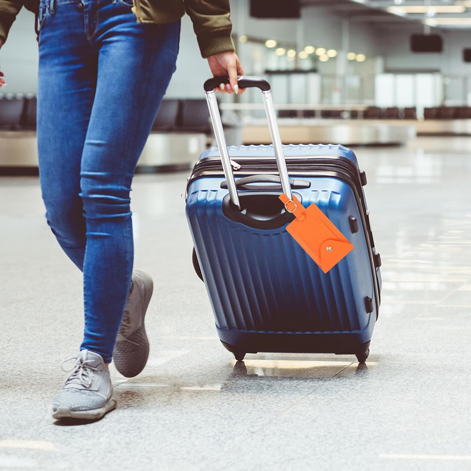 WRITWAA 2Pcs Portable Luggage Tags with Adjustable Lanyard for Travel Suitcases Id Name Labels for Easy Baggage Identification Reusable Bag Tags in Black and Orange image number 6