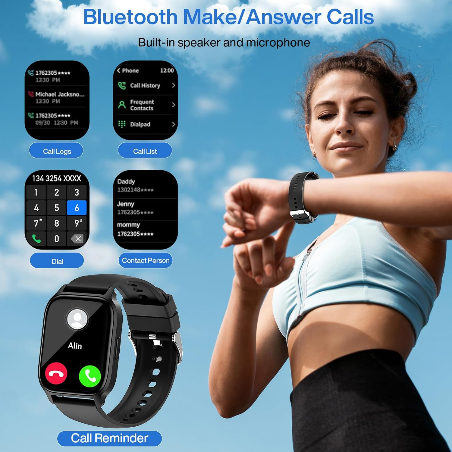 Smart Watch for Women Men, Blood Pressure Monitor Fitness Tracker, 1.85'' HD Touch Screen Pedometer, Calories, Heart Rate Sleep Monitor, IP68 Waterproof Activity Tracker Android Ios image number 1