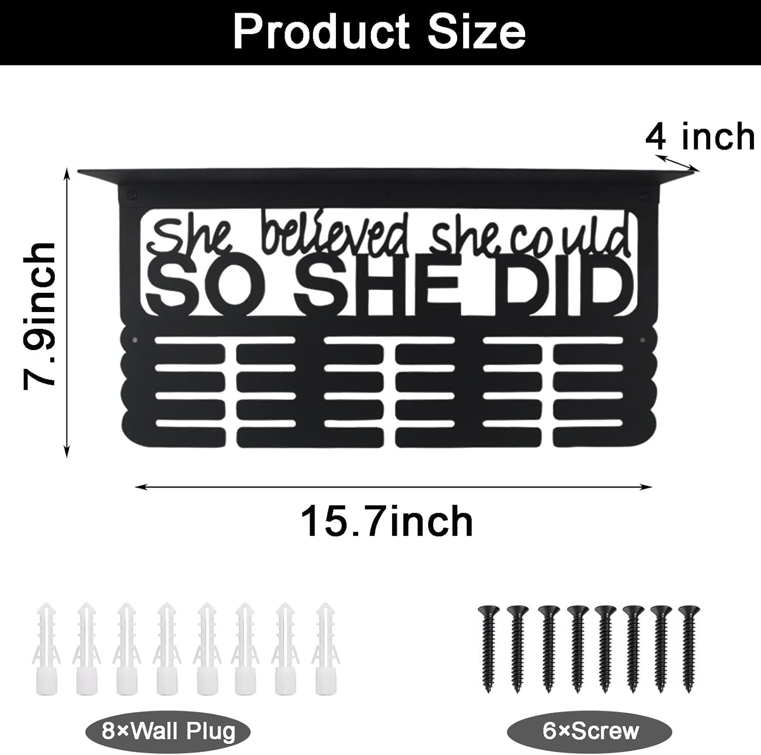 Medal Hanger Display,Running Medal Hanger Display,Trophy Shelf for Wall,Karate Belt Display Rack,Medal Holder for Awards or Trophy,Metal Rack for Wall Mount Hold up 56 Medals image number 2