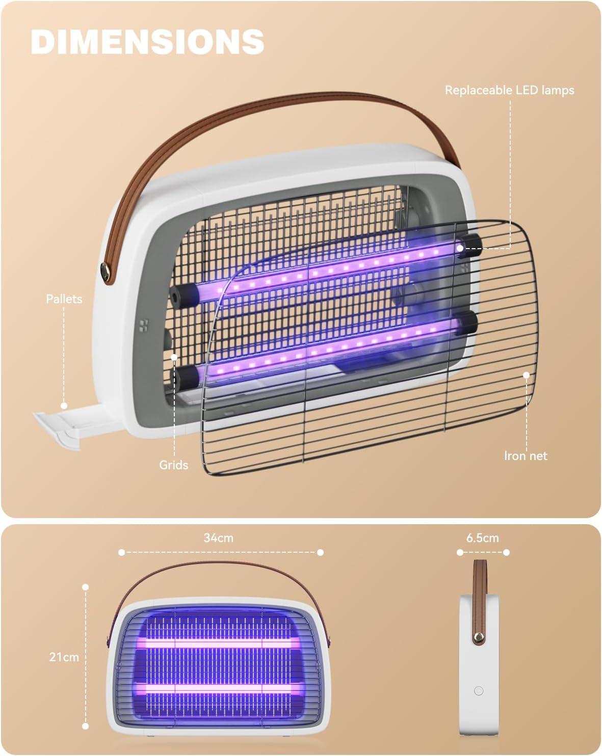 Mosiller Bug Zapper Electric Fly Killer - 4200V Mosquito Killer LED Lamp, Hangable Fly Repellent and Insect Killer, Durable Mozzie Trap, Fruit Fly Zapper for Indoor Outdoor Garden Home Office