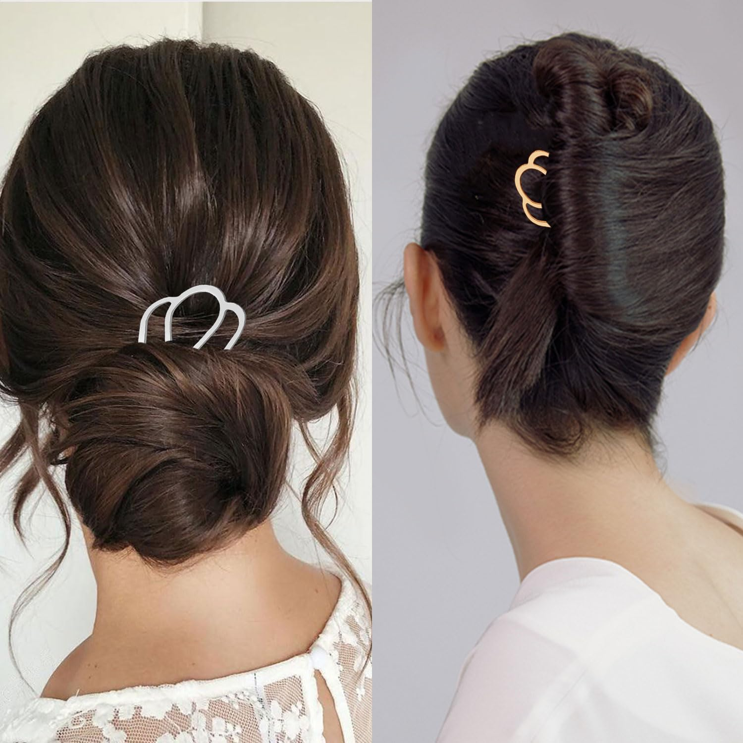 6 Pieces Metal Hair Fork Clips, Side Combs, and 4 Prong U-Shape Sticks for Buns, Updos, and Hairstyling - Women'S Multicolor Hair Accessories image number 6