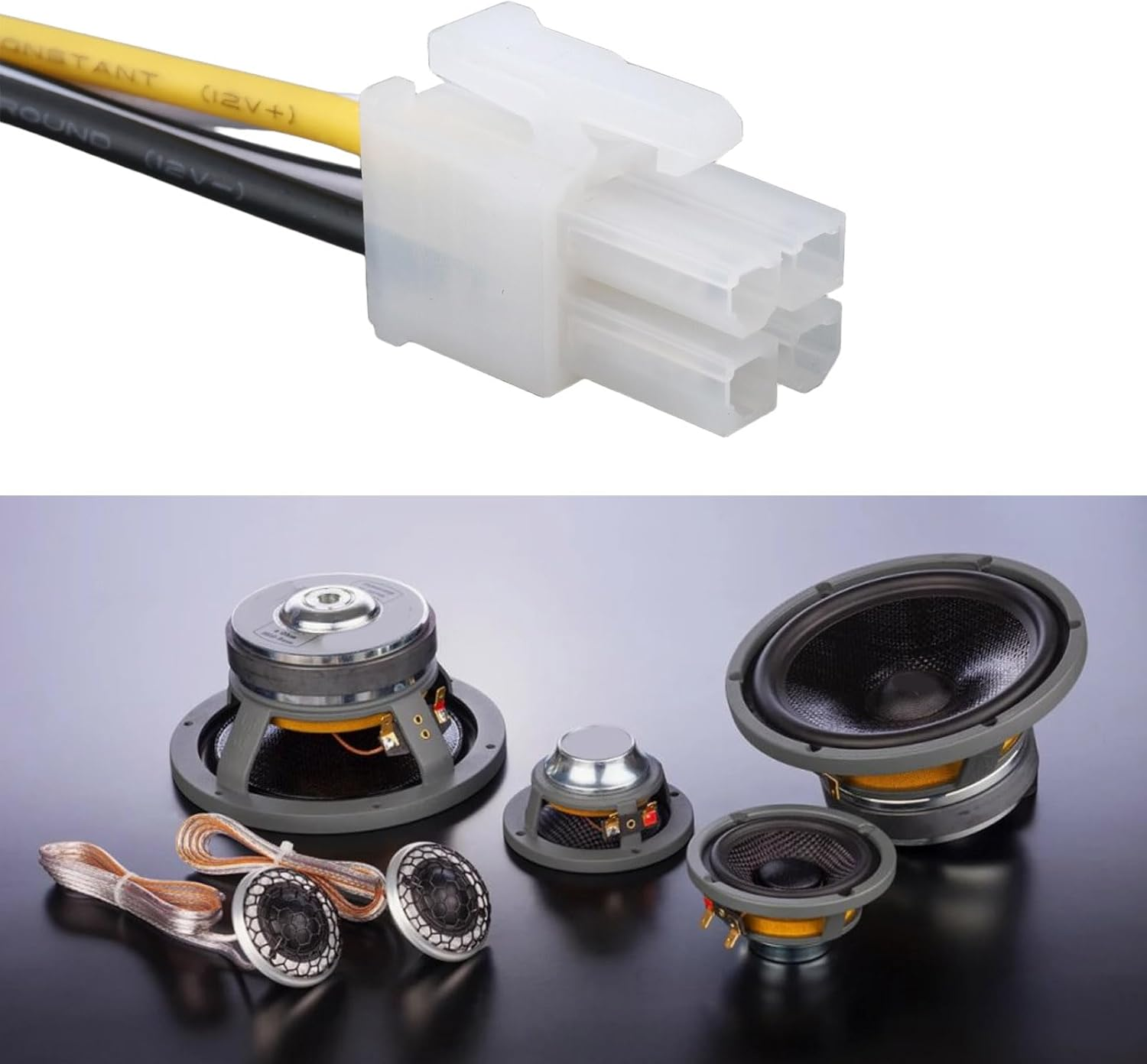 Emsea 2PCS 4Pin Car Amplifier Speaker Wire Harnesses 14Cm Compatible with Alpine Compatible with Diamond Audio Amplifiers