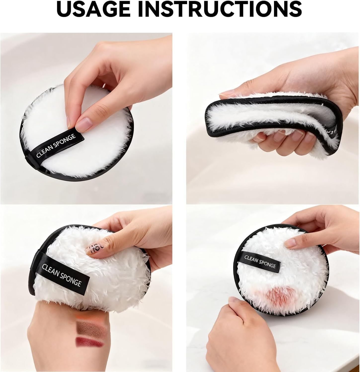 Makeup Remover Pads 4 Pack 2 Black 2 White Reusable Microfiber Face Pads Washable for All Skin Types Eco Friendly image number 4