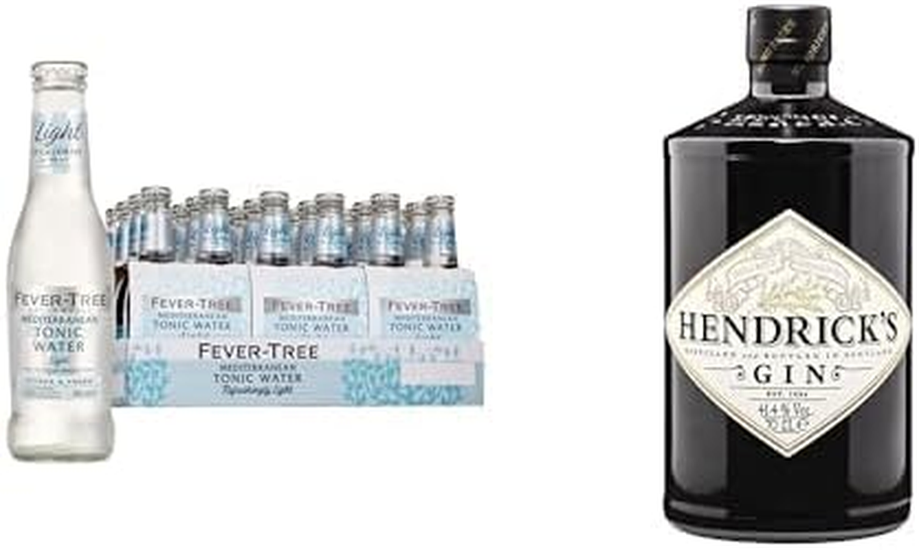 Hendrick'S Original Gin 700Ml & Fever-Tree Light Mediterranean Tonic Water 200Ml (Pack of 24 Glass Bottles)