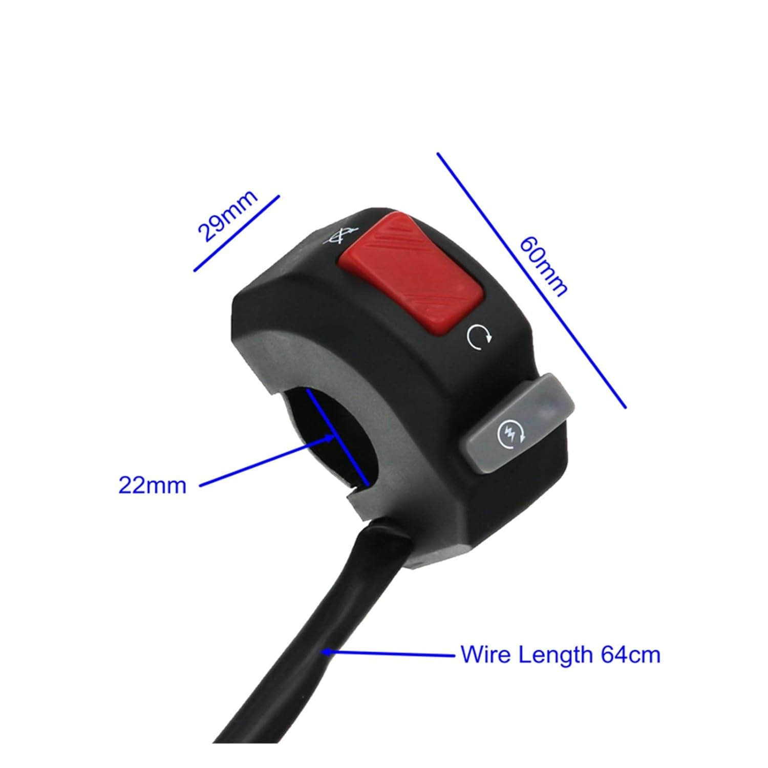 Downwind 12V Motorbike Switch Motorcycle Switches 7/8" 22Mm Handlebar Mount Headlight Fog Light Horn on off Start Kill Switch image number 4