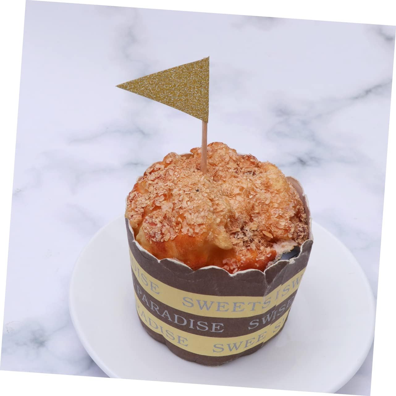 Amosfun 15Pcs Small Triangle Flag Cake Toppers Glitter Year Party Decorations Annual Meeting Layout Cake Fruit Dessert Insert image number 5