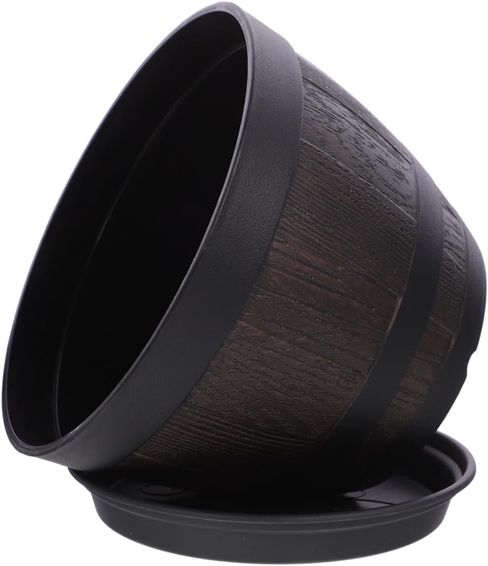 Small Barrel Planter Pot Multi-Functional Herb Planter Sturdy Plastic Flower Pot for Garden Home Office image number 6