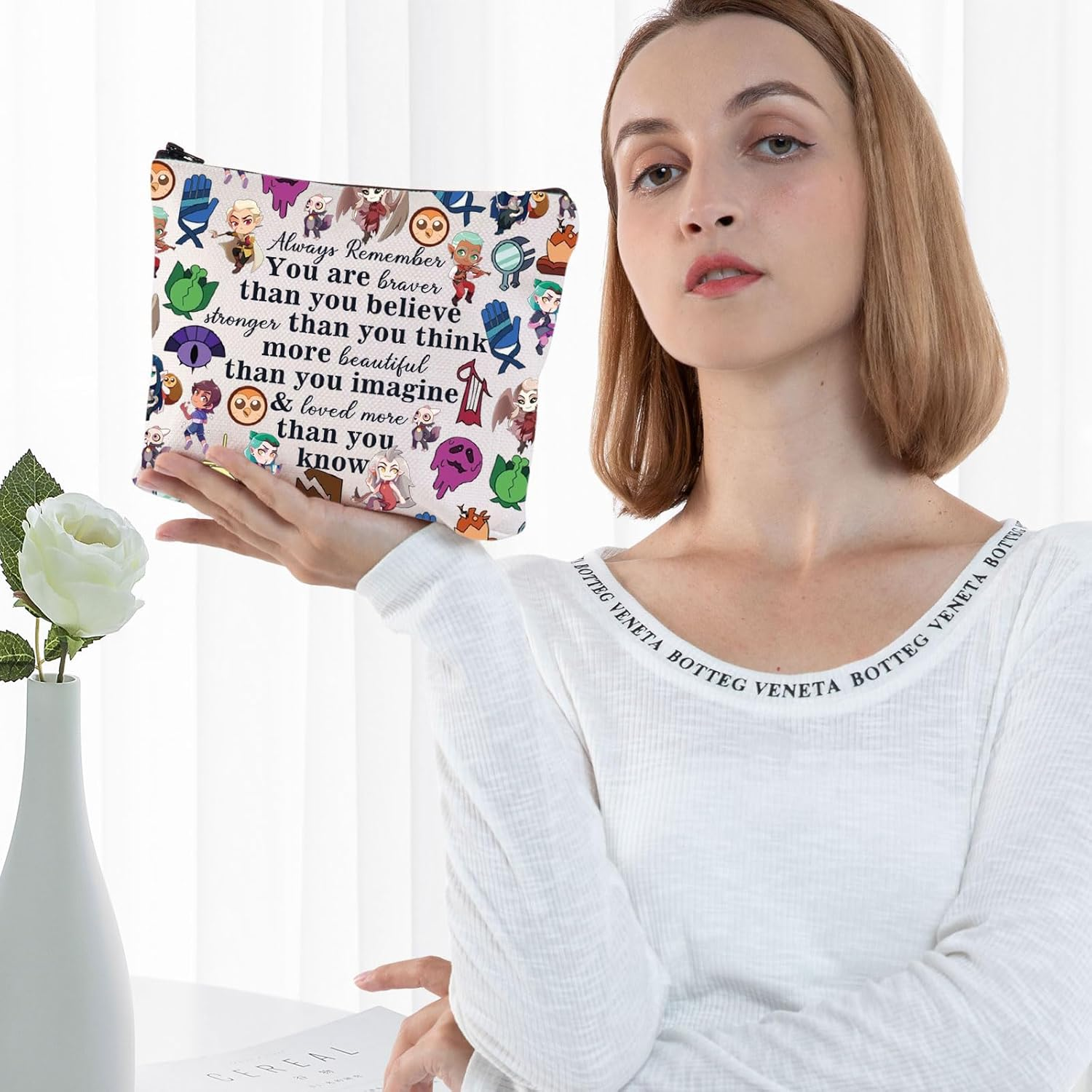 G2TUP Luz Noceda Cosmetic Bag Eda & Luz Fans Gift You Are Braver Stronger Beautiful than You Know Zipper Pouch Bag Amity Blight Merch, You Braver Owl H, 无 image number 4