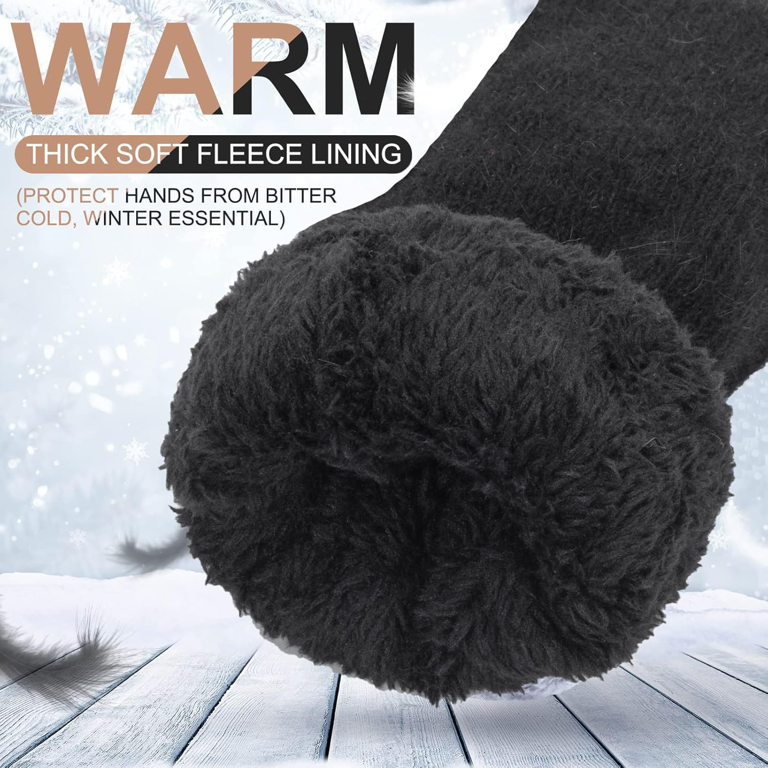 Eohak Women Men Winter Gloves Warm Lining - Winter Knitted Mittens Gloves Cold Weather Gloves - Red image number 6