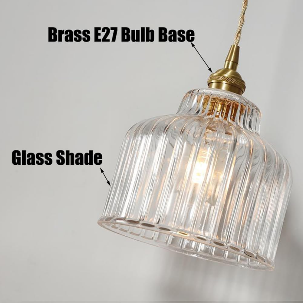 Nordic Style Clear Glass Pendant Light, Modern Simple Pendant Lamp, Retro Farmhouse Pendant Lighting, Minimalist Personalized Pendant Light Fixture for Kitchen Island Closet Hallway Bedside