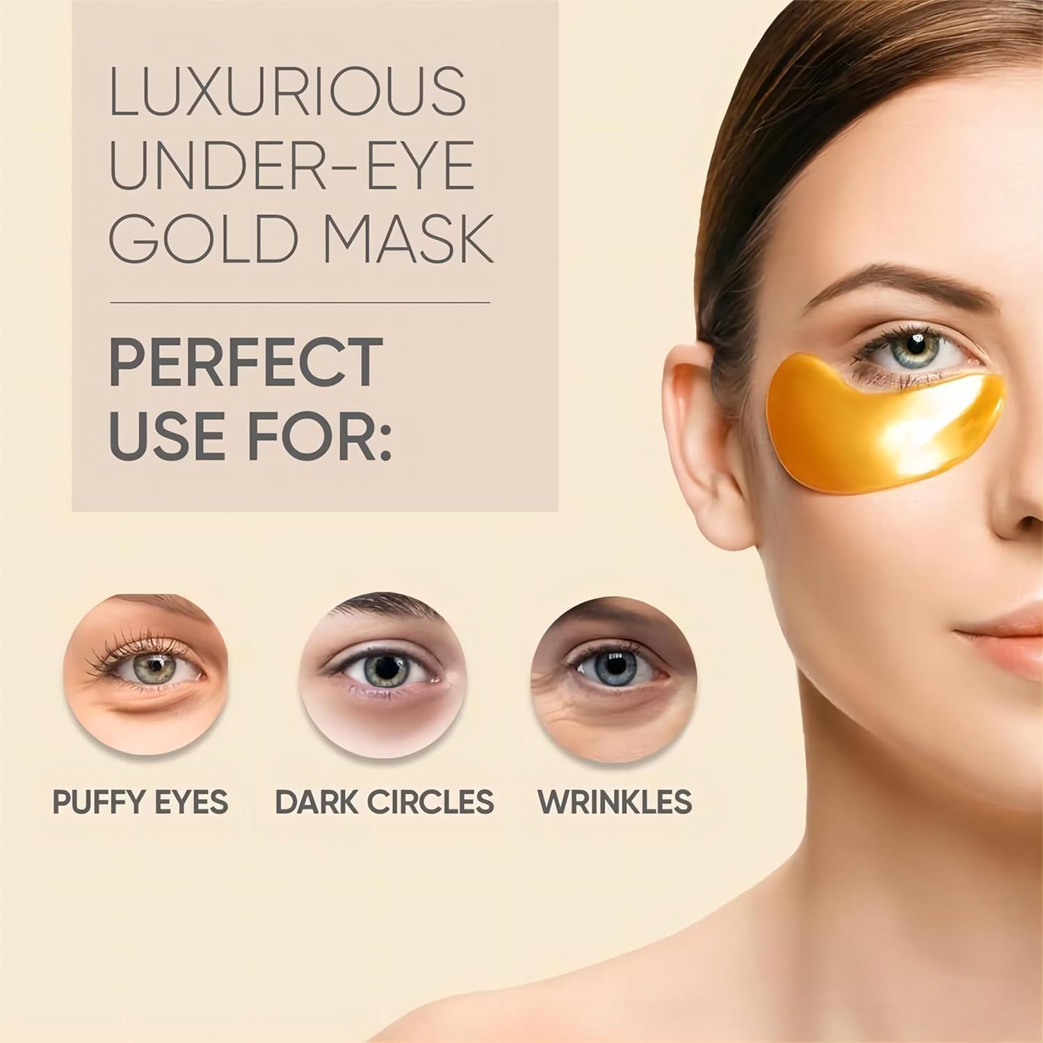 24K Gold Eye Mask, 20 Pairs Eye Patches, Collagen under Eye Mask, Wrinkle Patches for Dark Circle Puffiness, Refresh, Revitalizing, Travel, Self Care Gifts for Women image number 5