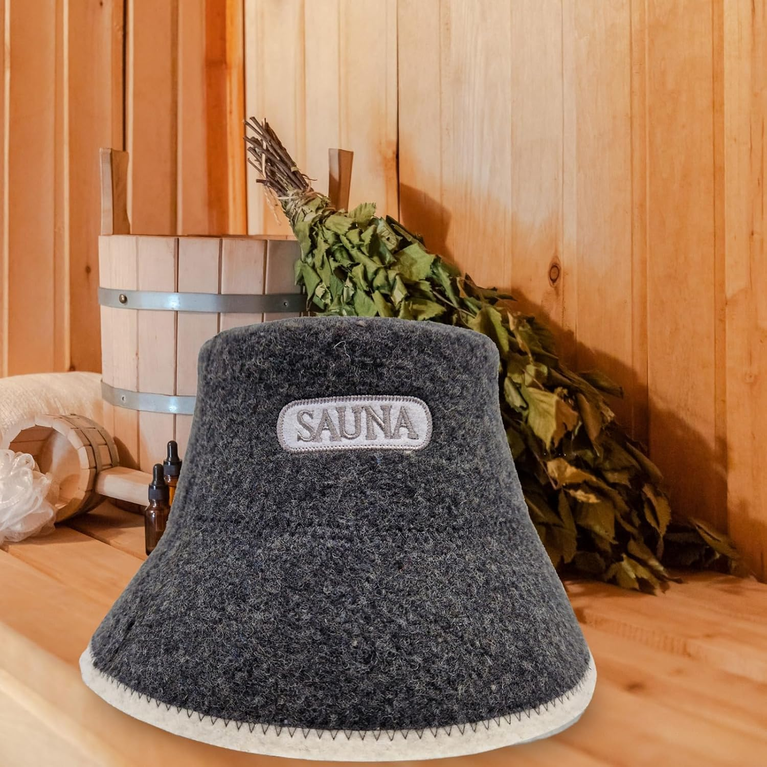 PRINZEPS Sauna Hat Men'S Perfect Sauna Hat Made of 100% Felt - Sauna Hat Felt Hat Sauna Hat Men'S Headgear - Sauna Gifts for Men, Gray