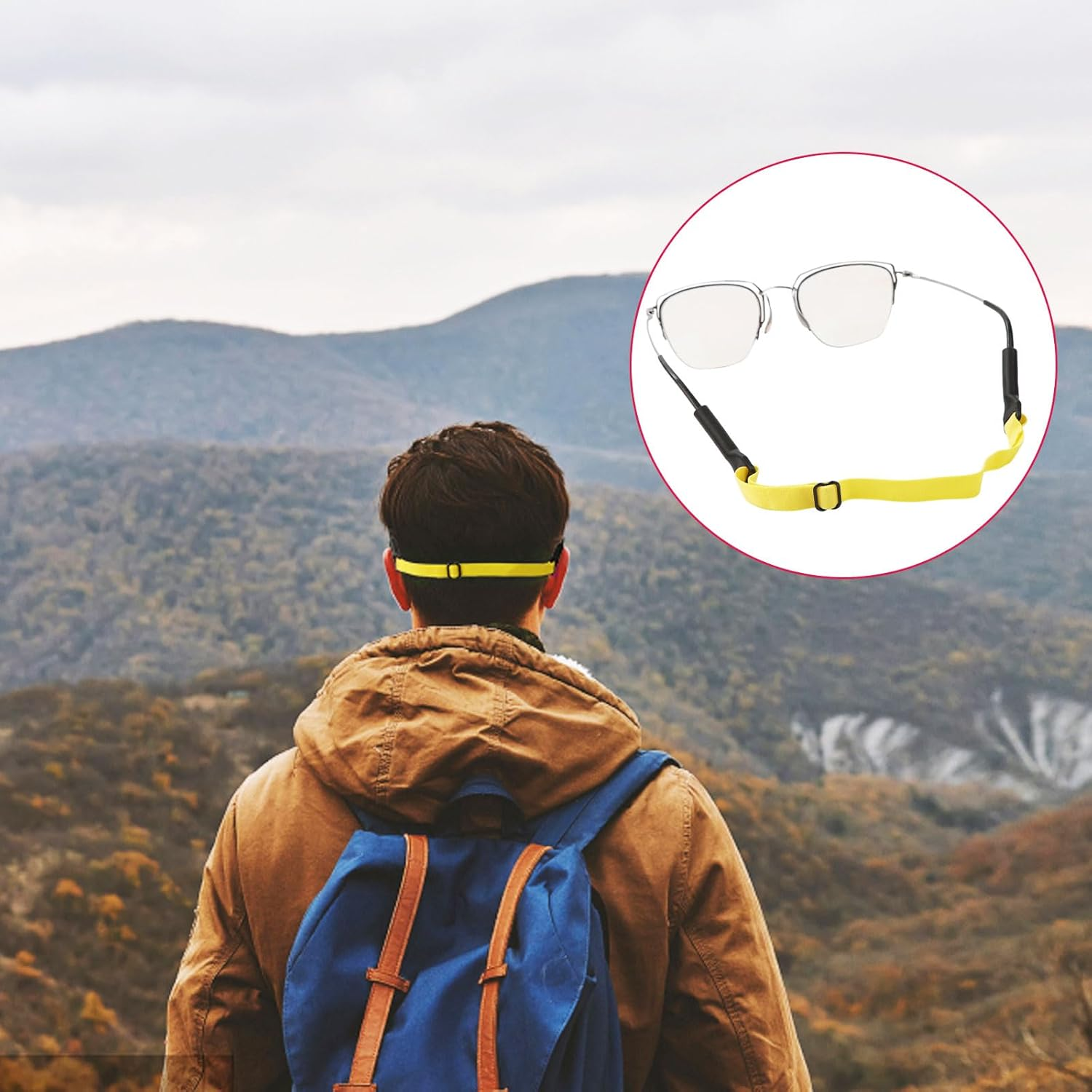 BOXOB 4Pcs Adjustable Glasses Straps, Silicone Sunglasses Strap Universal Eyeglasses Strap Glasses Lanyard Accessories for Eyeglasses Sunglasses (Light Green, Pink, Gray, Yellow), Multicolor, Large image number 1