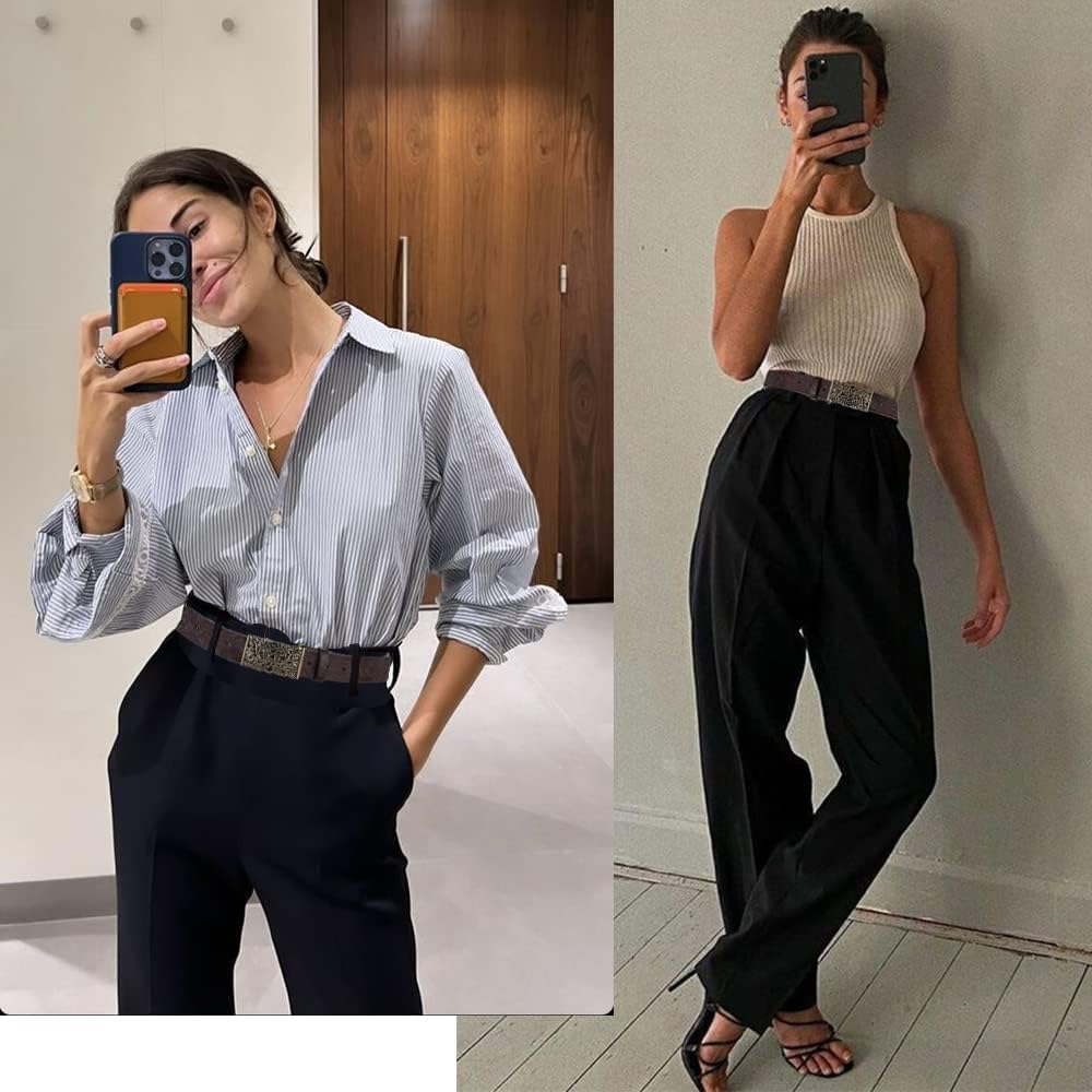 IWFTC Ladies' Vintage Belt-Genuine Leather,Adjustable Sizing,Timeless Design for Dresses,Skirts,And Jeans, Retro Elegance image number 4