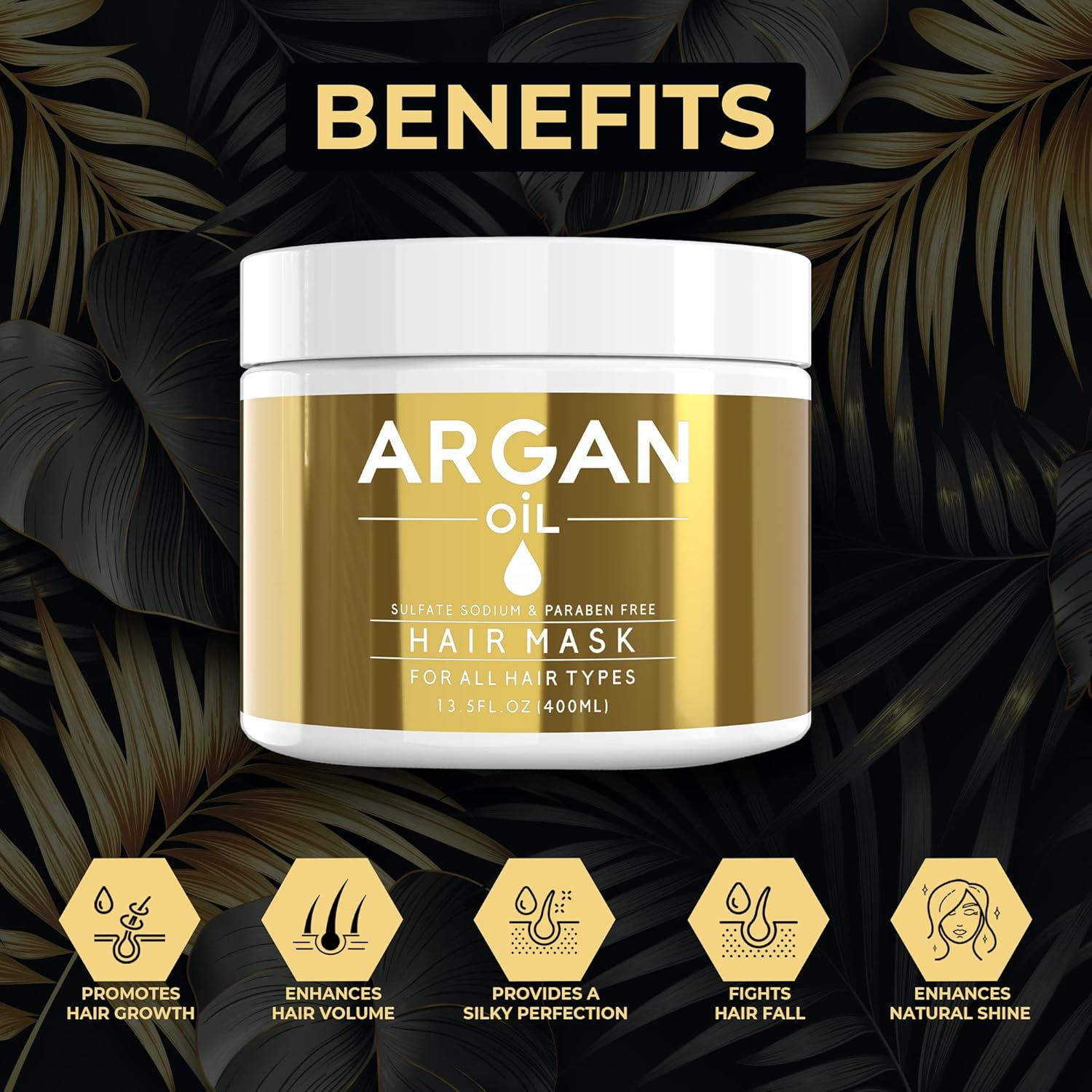 Hair Growth Mask Sulphate & Paraben Free with Argan Oil. Stimulates Hair Growth, Great for Slow Growing Hair and Hair Loss Problems for Men and Women